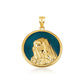 Gold Enamel Virgin Mother Mary Medallion Pendant Necklace