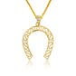 Gold Lucky Horseshoe Filigree Pendant Necklace