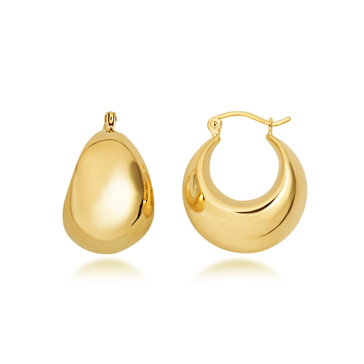 14K Yellow-Gold Chunky Puffed Hoop Earrings