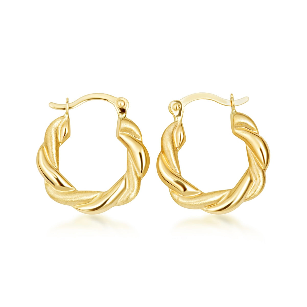 14k Yellow-Gold Polished Twist Hoop Earrings