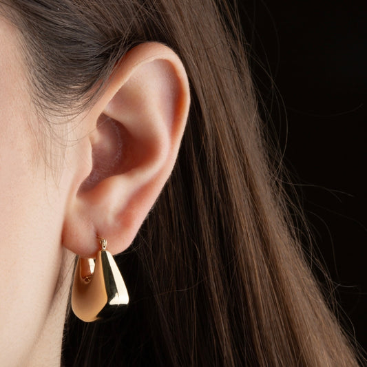 Yellow Gold Purse Hoop Earrings