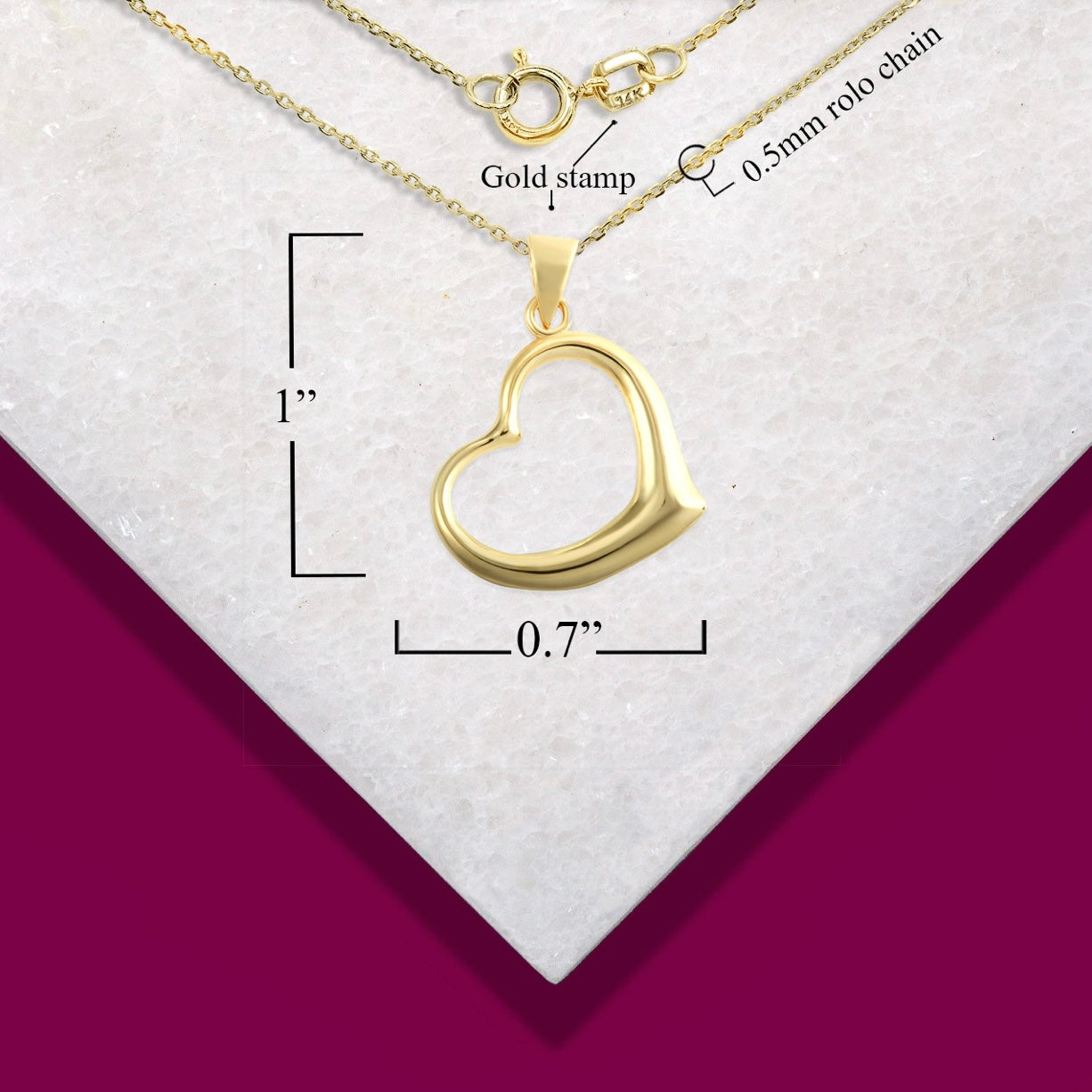 Gold Medium Curved Heart Pendant Necklace
