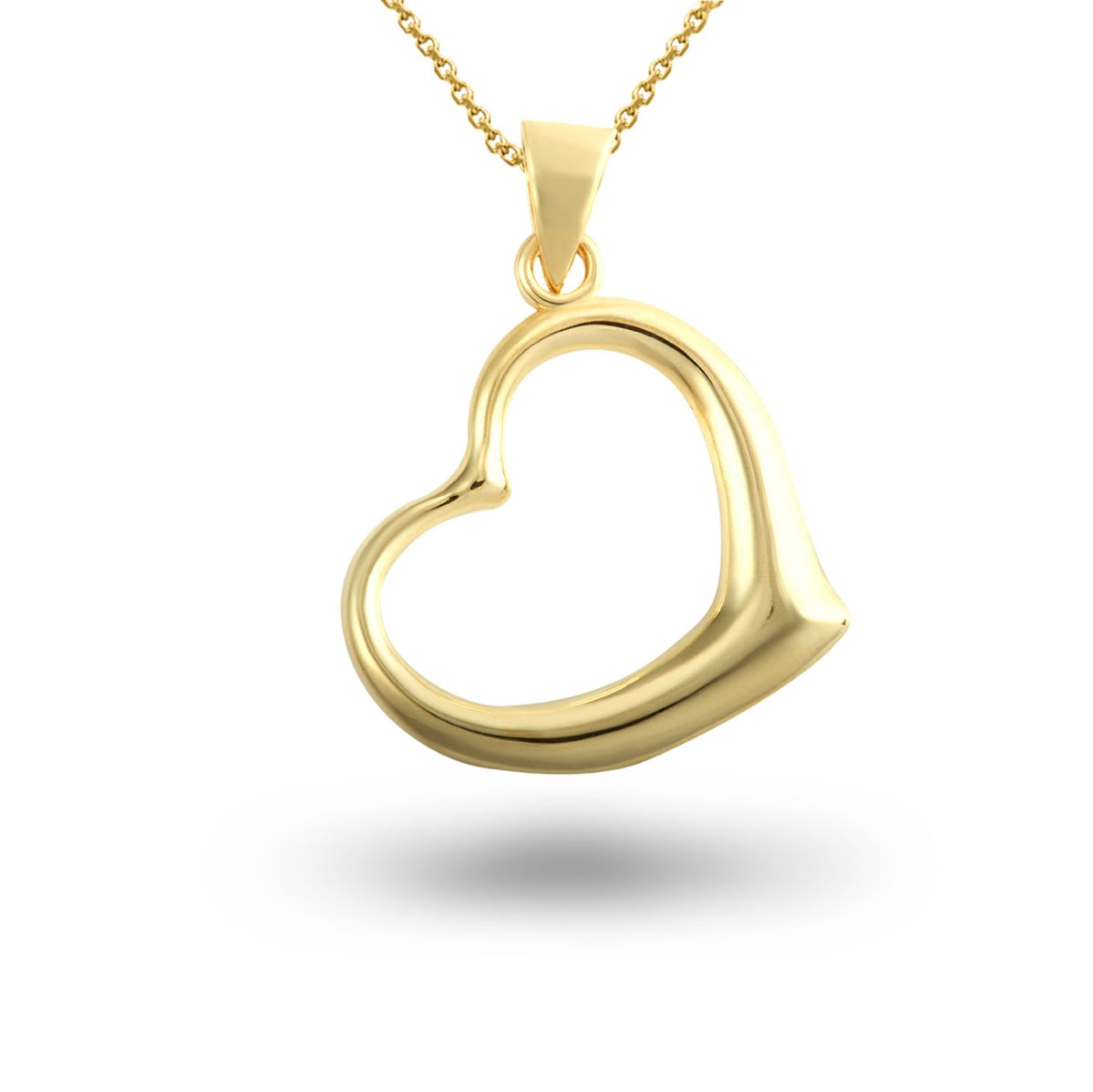 Gold Medium Curved Heart Pendant Necklace